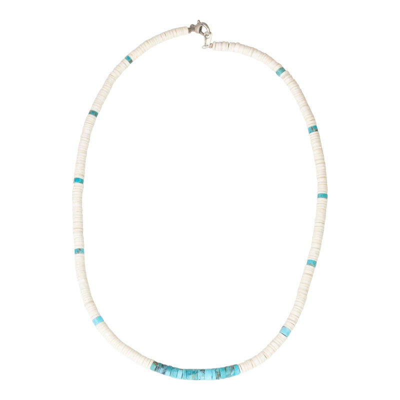 Turquoise, White Bone and Sterling Silver Necklace-Necklace-Good Tidings