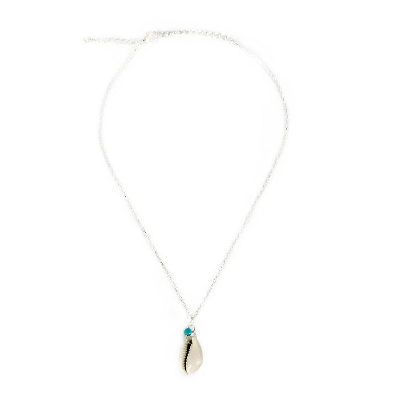 Krystie Salabak delicate Shell, Sterling Silver and Turquoise Necklace-Necklace-Good Tidings