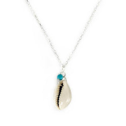 Krystie Salabak delicate Shell, Sterling Silver and Turquoise Necklace-Necklace-Good Tidings
